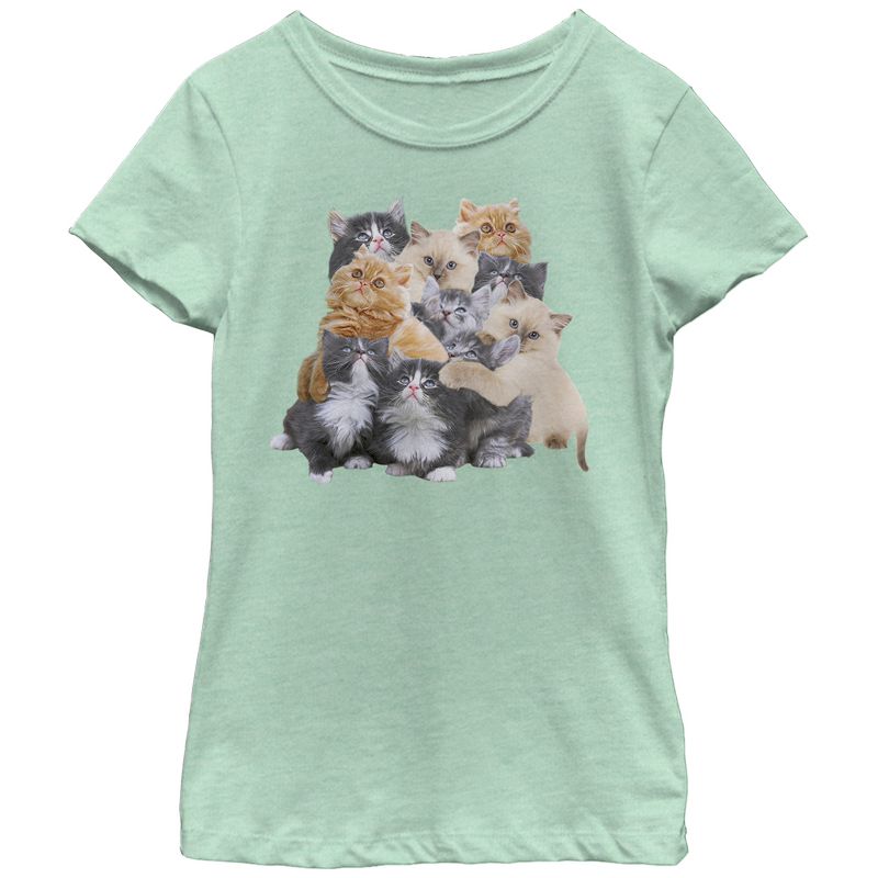 Girl's Lost Gods Cute Kitten Group Hug T-Shirt, 1 of 4