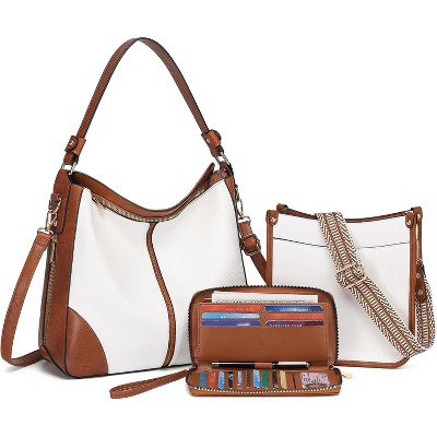 3PCS Crossbody Bags Set Large Leather Purse Shoulder Handbags with Wallet Adjustable Straps