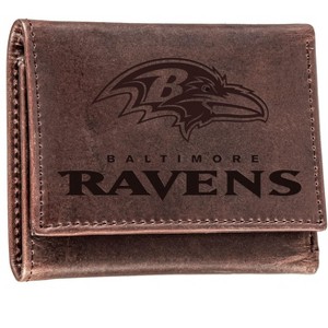 Evergreen NFL Baltimore Ravens Brown Leather Trifold Wallet Officially Licensed with Gift Box - 1 of 1