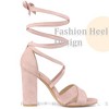 Perphy Women's Strappy Chunky Heels Lace Up Open Toe Sandal - 4 of 4