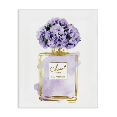 Stupell Industries Delicate Purple Hydrangea Designer Glam Perfume Bottle Canvas Wall Art
