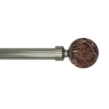 Linen Avenue Brown Marble Single and Double Window Curtain Rod Set
