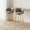 TiramisuBest Set of 2 30" Modern Swivel Velvet Dining Chairs, Comfortable High Bar Stools with 360° Rotation for Bars & Restaurants (Beige Grey) - 2 of 4