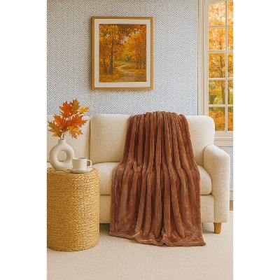 Kate Aurora Ultra Lux Oversized Heavyweight Pumpkin Spice Accent Throw Blanket - 50"x70"