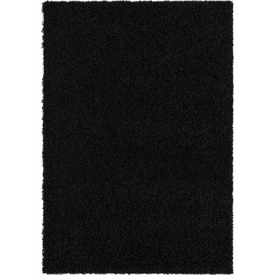 Jet Black Rectangular 4' x 6' Synthetic Shag Rug