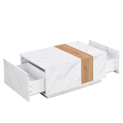 NicBex Modern 35.4" Rectangle Coffee Table with 2 Tone Finish and 2 Storage Drawers for Living Room