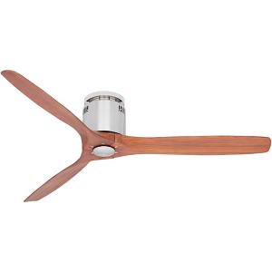 52" Casa Vieja Modern Hugger Indoor Ceiling Fan with Remote Brushed Nickel Carved Wood for Living Room Kitchen Bedroom Dining - 1 of 4