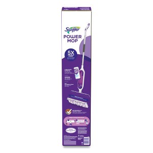 Swiffer PowerMop Starter Kit, 15.4 x 5.3 White/Purple Cloth Head, 26" Silver Aluminum Handle - 1 of 4