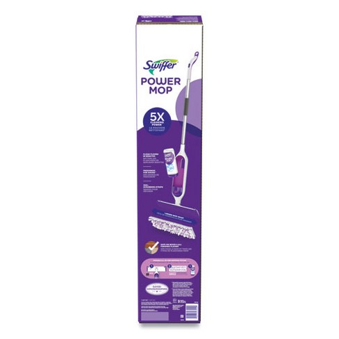 Swiffer PowerMop Starter Kit, 15.4 x 5.3 White/Purple Cloth Head, 26" Silver Aluminum Handle - image 1 of 4