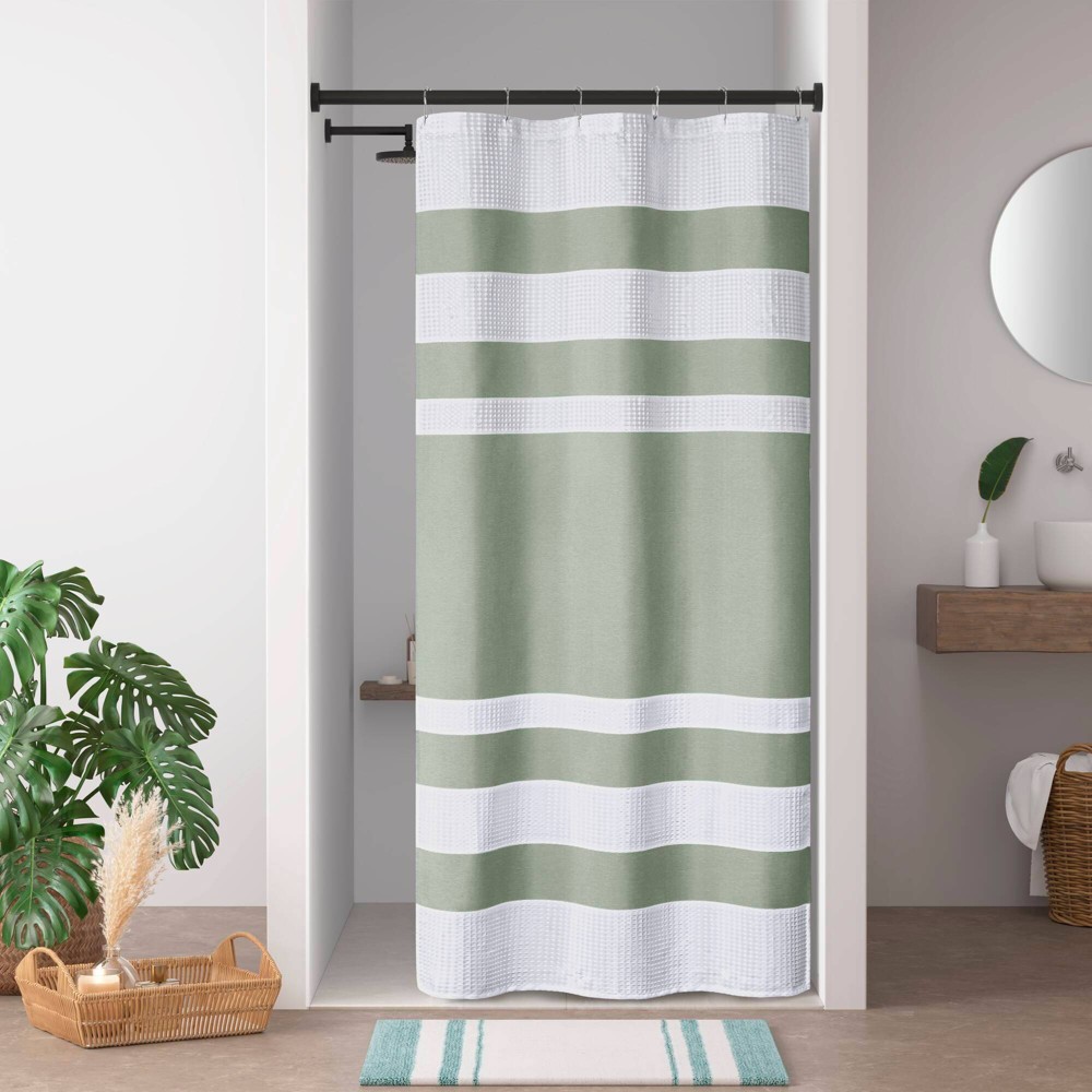 Madison Park 72"x78" Shower Curtain with 3M Treatment Sage Green