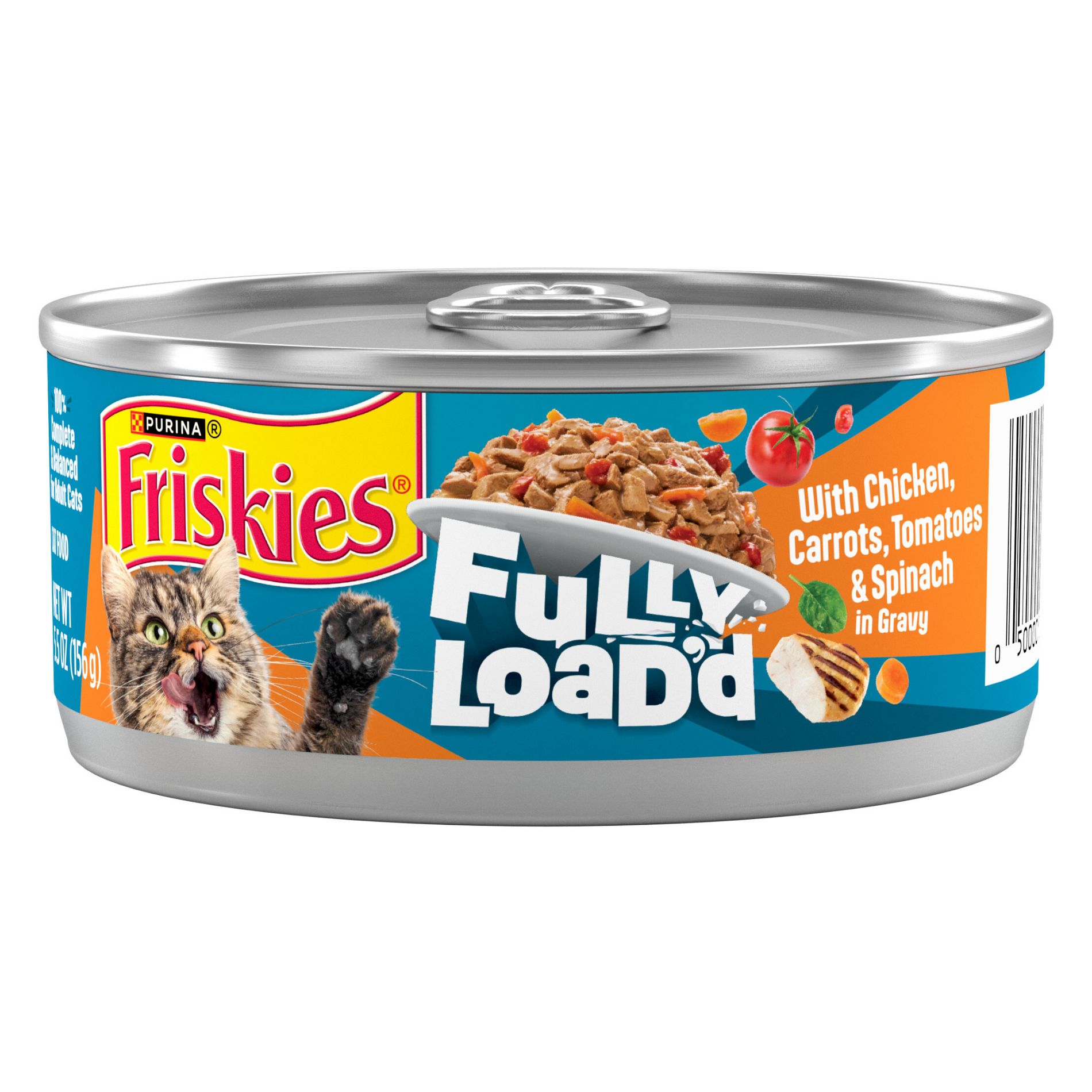 Friskies Fully Load’d Wet Food for Cats With Chicken, Carrots, Tomatoes and Spinach in Gravy - 5.5oz