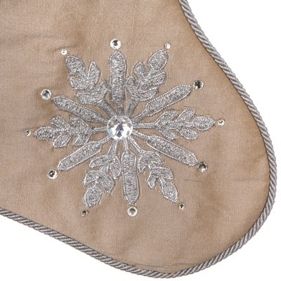 Champagne Snowflake Embroidered Beaded Christmas Stocking