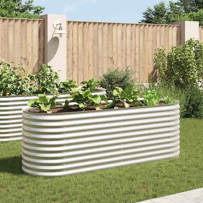 vidaXL Garden Raised Bed Silver Galvanized Steel Large Tough
