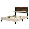 ?Full Size Linen Upholstered Platform Bed with Storage Headboard, Sensor Light, Sockets & USB Ports - 4 of 4