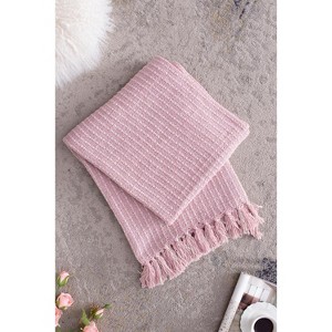 Gulches 2 Pack Decorative Cotton Throw Blankets with Tassels, 50x60 Inches for Sofa & Bed - 1 of 4