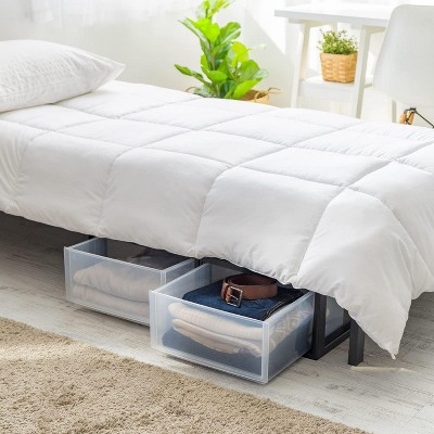White Stackable Plastic Storage Drawers with Clear Doors, 2-Pack