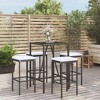 vidaXL Patio Bar Set Outdoor Garden Table with Stool with Cushions Poly Rattan - Black 27.6" Table Length 4 Piece - 2 of 4