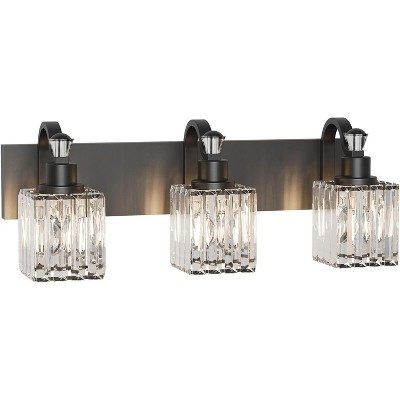 Garvee Modern Crystal Bathroom Vanity Lights Black Bathroom Light Fixtures Crystal Vanity Shower Lights Over Mirror, Mirror Glass