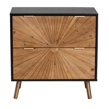 Richardson Two-Tone Wood 2 Drawer Storage Cabinet Natural Brown/Black - Baxton Studio