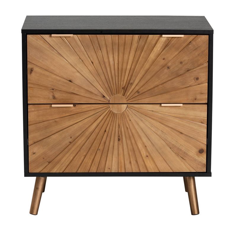 Richardson Two-Tone Wood 2 Drawer Storage Cabinet Natural Brown/Black - Baxton Studio, 1 of 12