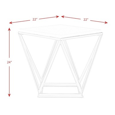 Conner White Marble and Black Metal 2-Piece Table Set