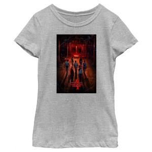 Girl's Stranger Things Four Friends Rift Apocalypse Poster T-Shirt - 1 of 4