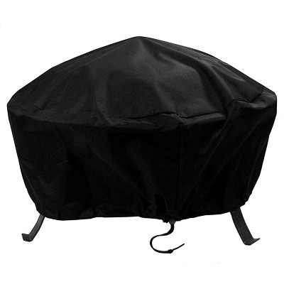 Sunnydaze Outdoor Heavy-Duty Weather-Resistant PVC and 300D Polyester Round Fire Pit Cover with Drawstring and Toggle Closure - 36" - Black
