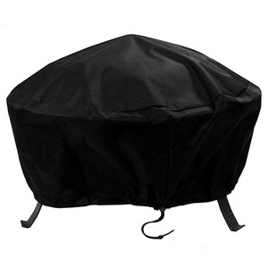 Sunnydaze Outdoor Heavy-Duty Weather-Resistant Vinyl PVC Round Fire Pit Cover with Drawstring Closure - Black - 1 of 4