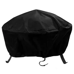 Sunnydaze Outdoor Heavy-Duty Weather-Resistant Vinyl PVC Round Fire Pit Cover with Drawstring Closure - 36" - Black