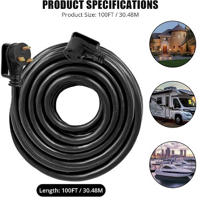 30 Amp 100FT Rv Extension Cord Rated for 110/220V,Tt-30P/Tt-30R with Led,Extension Cord Waterproof Etl STW 10AWG/3C