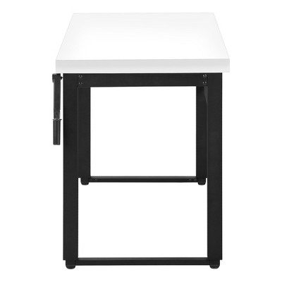 Vynxaria Modern 48" Adjustable Standing Computer Desk Standing Desk White Laminate Black Metal Frame for Home Office Laptop Work