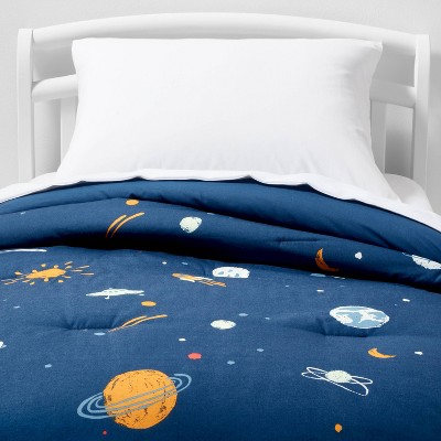 Toddler Space Cotton Comforter Set Navy - Pillowfort™