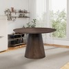 5 PCS Wooden Dining Table Set Dining Set with 4 Boucle Upholstered Dining Chairs&Rubber Wood Round Kitchen Table, Brown/Walnut -ModernLuxe - 3 of 4