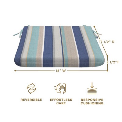 Stripe Blue and Beige Polyester Outdoor Seat Cushion Set