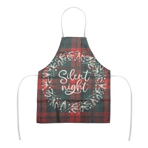 Unique Bargains Christmas Aprons Linen Red Black Green Beige 21.65"x26.77" 1Pcs - 1 of 4