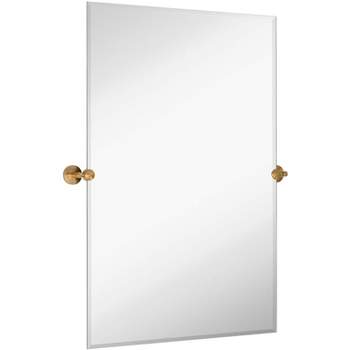 Hamilton Hills Large Tilting Pivot Rectangle Mirror with Brushed Gold Wall Anchors