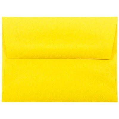 JAM Paper A2 Colored Invitation Envelopes 4.375 x 5.75 Yellow Recycled 15839