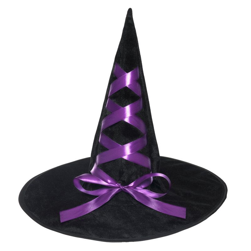 Underwraps Costumes Witch Hat with Ribbon Adult Costume Accessory | Purple, 1 of 5