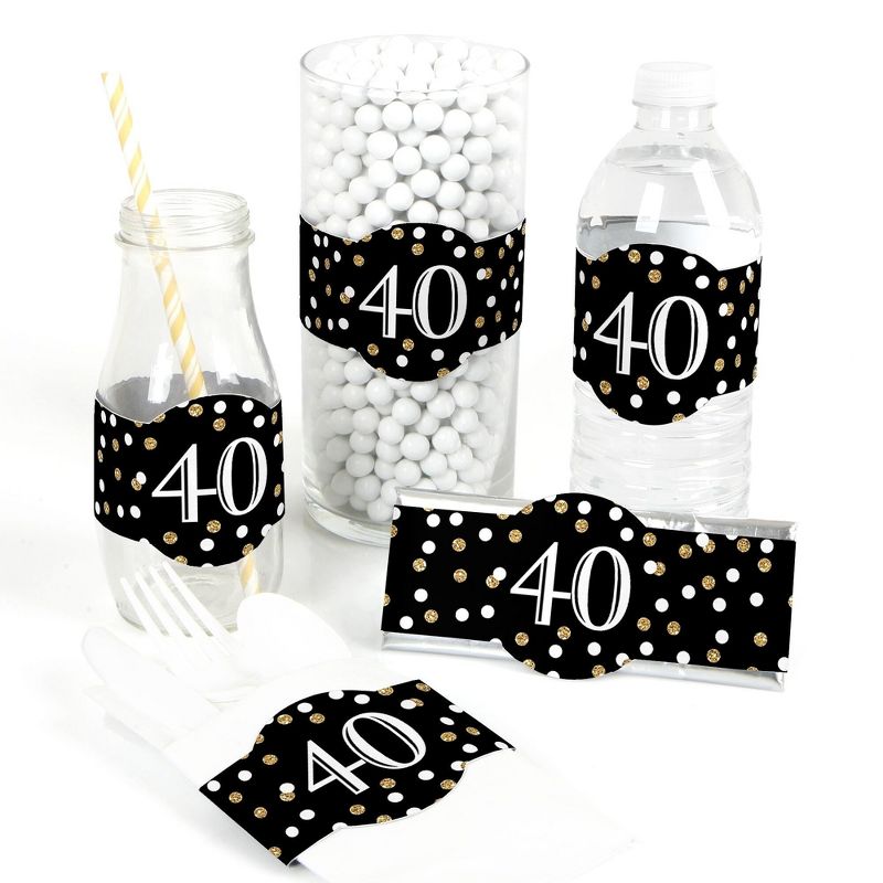 Big Dot of Happiness Adult 40th Birthday - Gold - DIY Party Supplies - Birthday Party DIY Wrapper Favors & Decorations - Set of 15, 1 of 4