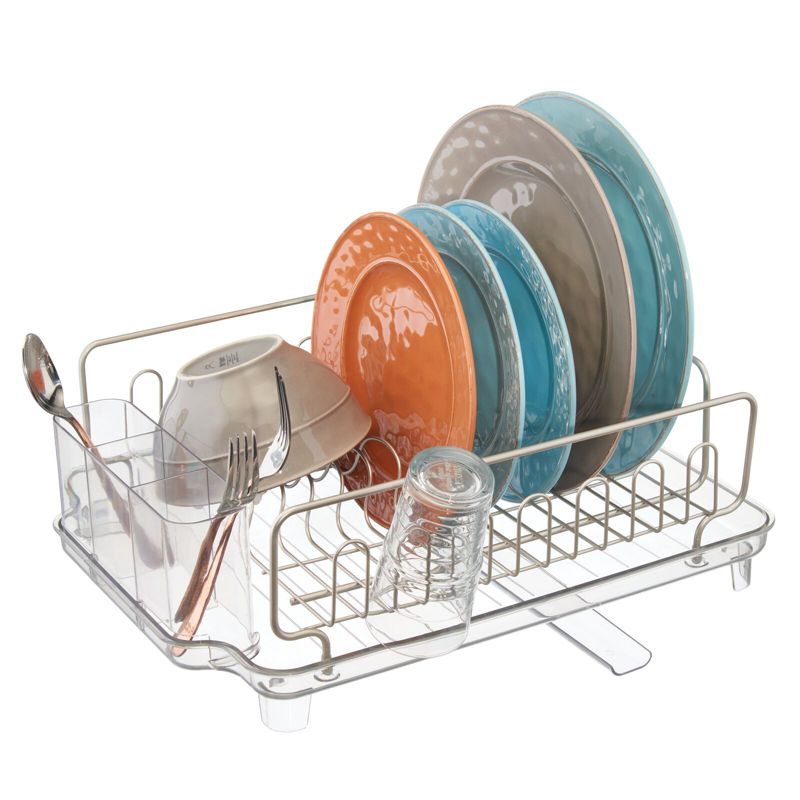 mDesign Large Kitchen Dish Drying Rack / Drainboard, Swivel Spout, 1 of 6