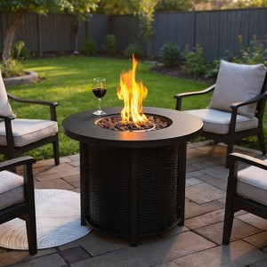 Resenkos 30inch Propane Round Fire Table 40000BTU Propane Fire Pit Table，Outdoor Gathering Centerpiece,  Steel, Black - 1 of 1