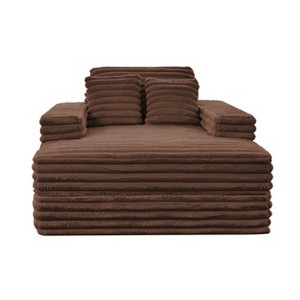 Lesly 55.12 in. Wide Square Arm Velvet Square Sectional Sofa Couch Modern Single Square - 1 of 4