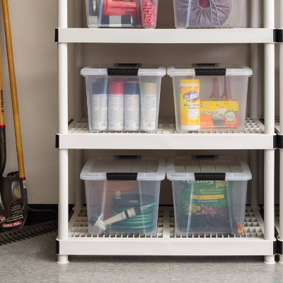 Clear 32 Qt Stackable Plastic Storage Bins with Lids, Set of 4