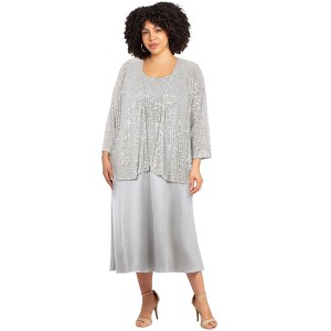 Catherines 2-Piece Sequin & Charmeuse Jacket Dress Set - 1 of 4