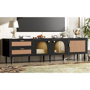 Grungis 2 Drawers TV Stand for TVs Up to 80 Inch,Console Table with 3 Cabinets and LED Light for Bedroom,Living Room - 1 of 4