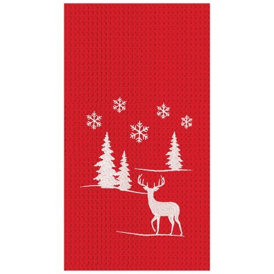 C&F Home Sleigh Ride Embroidered Waffle Weave Christmas Kitchen Towel