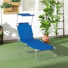 Outsunny Outdoor Lounge Chair, Adjustable Folding Chaise Lounge, Tanning Chair with Sun Shade for Beach, Camping, Hiking, Backyard - 3 of 4