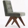 YOUNIKE Modern Upholstered Chair Dining Room Armless Kitchen Chairs Set of 4 Linen Fabric Chair Vanity with 4.7" Thick Cushion Wood V-Leg - 4 of 4