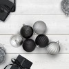 Northlight 100ct Shatterproof 3-Finish Christmas Ball Ornament Set 2.5" - Black/Silver - 2 of 3