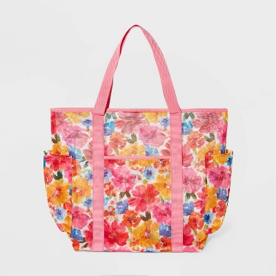 Floral Print Mesh Tote Handbag - Shade &#38; Shore&#8482;